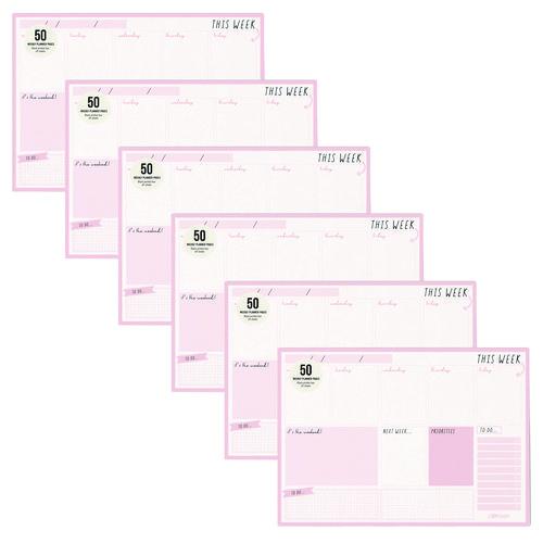 Picture of Weekly Planner Pad, 8.27 x 11.61, Pink Cover, 12-Month, Undated, 6/Pack