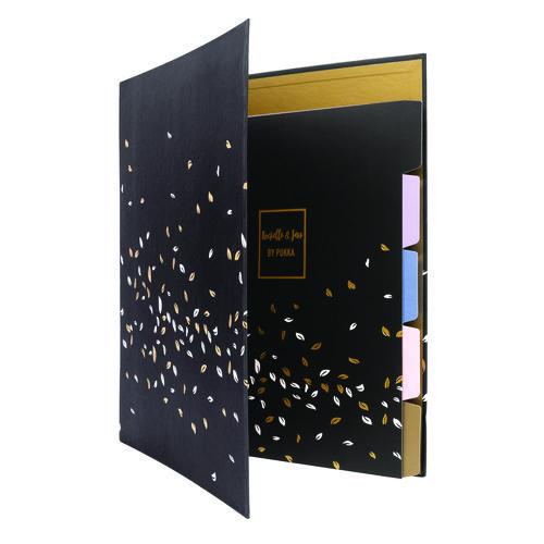 Picture of Rollbound Binder, 3 Rings, 1" Capacity, 11 x 8.5, Black/Gold/White