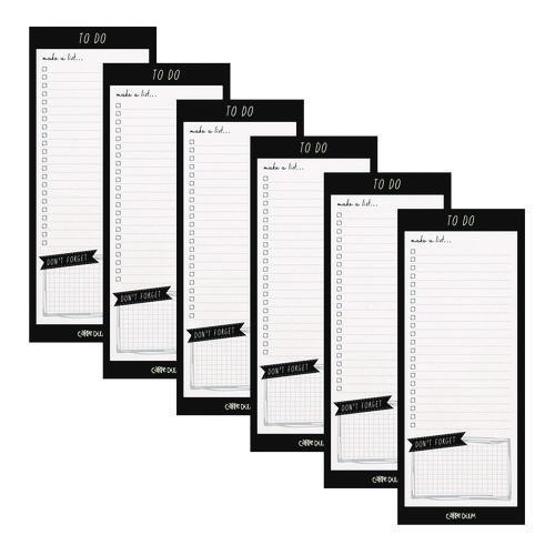 Picture of Magnetic To Do List, Unruled, 60 Black/White 3.5 x 8.5 Sheets, 6/Pack