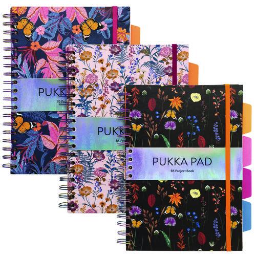 Picture of B5 Size Project Book, 4-Subject, Medium/College Rule, Assorted Blum Floral Cover Designs, (100) 9.8 x 6.9 Sheets, 3/Pack