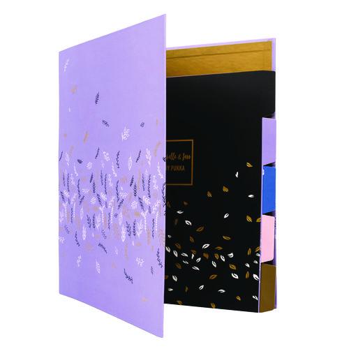 Picture of Rollbound Binder, 3 Rings, 1" Capacity, 11 x 8.5, Lilac/Black/Gold/White