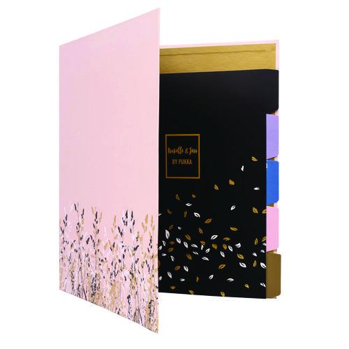 Picture of Rollbound Binder, 3 Rings, 1" Capacity, 11 x 8.5, Pink/Gold/Black/White