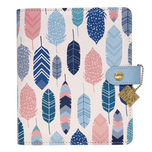 Picture of Personal Planner, Feathers, 7.48 x 6.42, Blue/Cream/Pink Cover, 12-Month, Undated