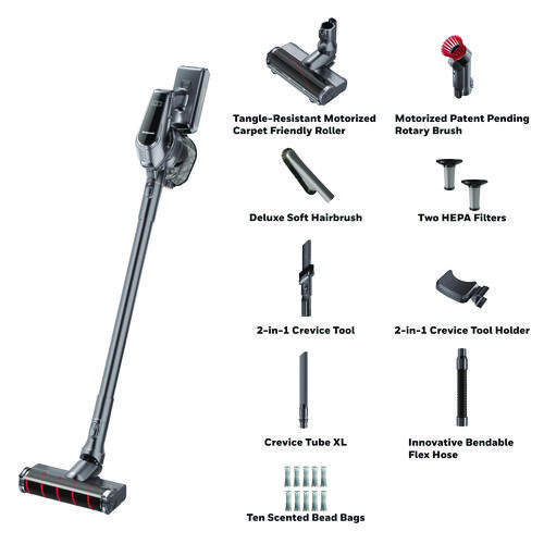 Picture of Aeromax Pro VC16 Cordless Vacuum, 8.5" Cleaning Path, Dark Silver