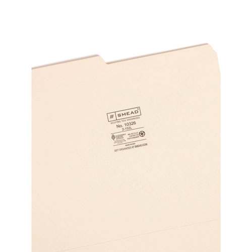 Picture of Reinforced Tab Manila File Folders, 1/2-Cut Tabs: Assorted, Letter Size, 0.75" Expansion, 11-pt Manila, 100/Box