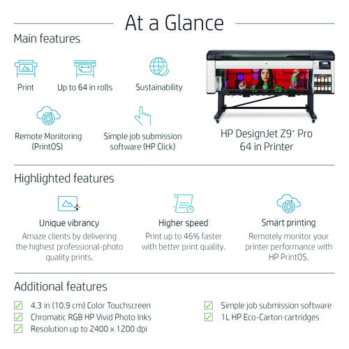 Picture of DesignJet Z9+ Pro 64" Wireless Wide Format Inkjet Printer