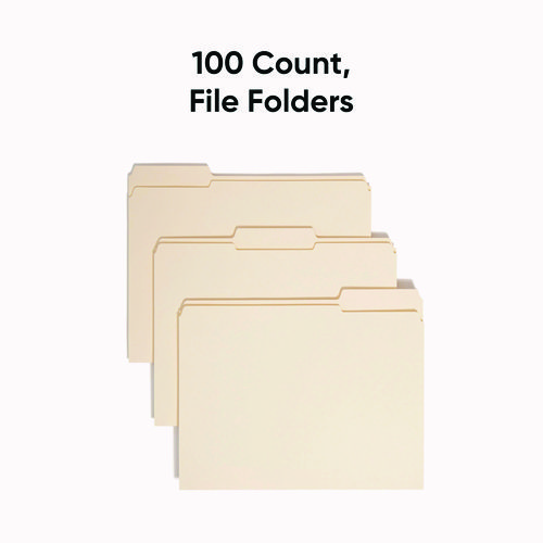 Picture of Reinforced Tab Manila File Folders, 1/3-Cut Tabs: Assorted, Letter Size, 0.75" Expansion, 11-pt Manila, 100/Box