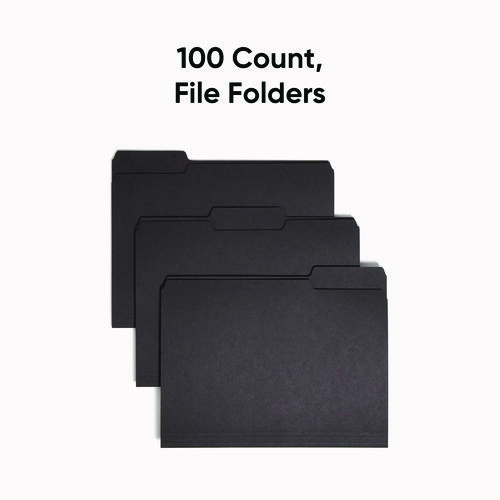 Picture of Interior File Folders, 1/3-Cut Tabs: Assorted, Letter Size, 0.75" Expansion, Black/Gray, 100/Box