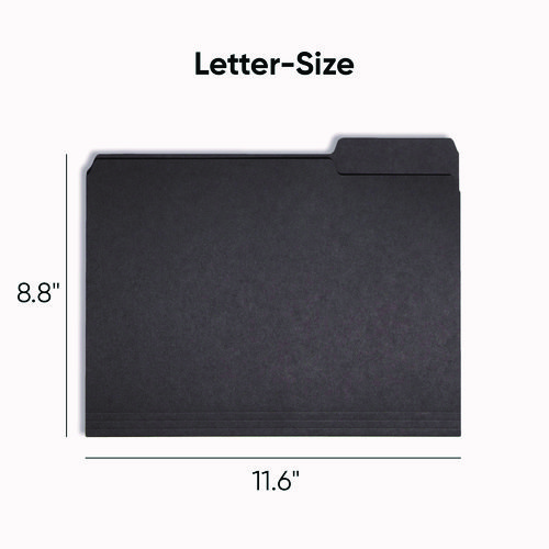 Picture of Interior File Folders, 1/3-Cut Tabs: Assorted, Letter Size, 0.75" Expansion, Black/Gray, 100/Box