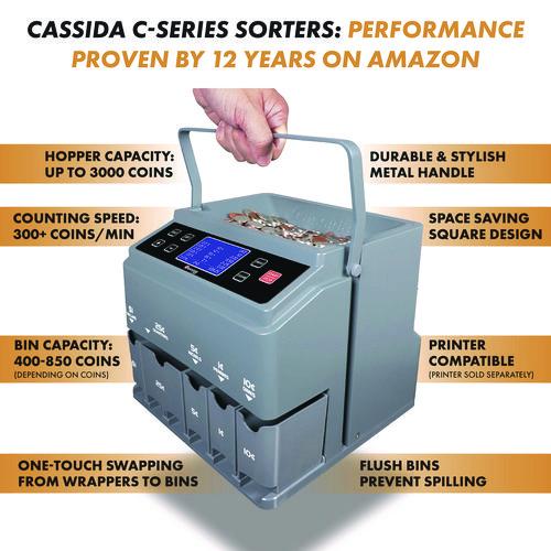 Picture of C300 Series Coin Sorter/Counter, 300 Coins/Min, 11" x 11" x 10", Gray