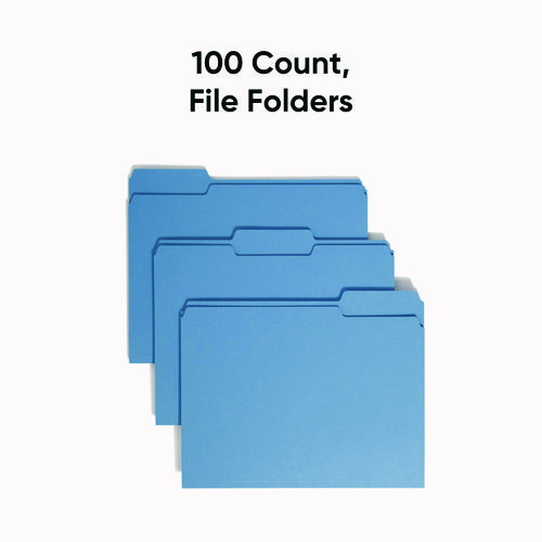 Picture of Colored File Folders, 1/3-Cut Tabs: Assorted, Letter Size, 0.75" Expansion, Blue, 100/Box