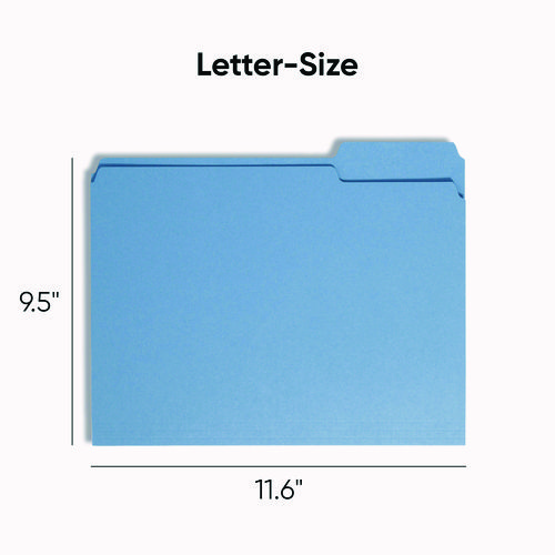 Picture of Colored File Folders, 1/3-Cut Tabs: Assorted, Letter Size, 0.75" Expansion, Blue, 100/Box