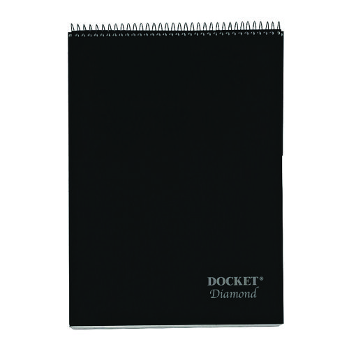 Picture of Docket Diamond Top-Wire Ruled Planning Pad, Wide/Legal Rule, Black Cover, 60 White 8.5 x 11.75 Sheets