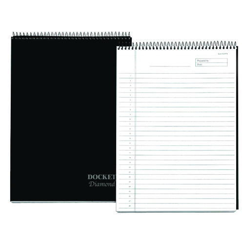 Picture of Docket Diamond Top-Wire Ruled Planning Pad, Wide/Legal Rule, Black Cover, 60 White 8.5 x 11.75 Sheets