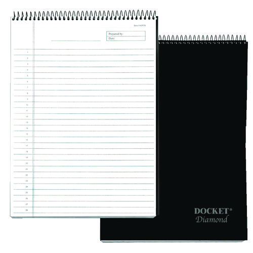 Picture of Docket Diamond Top-Wire Ruled Planning Pad, Wide/Legal Rule, Black Cover, 60 White 8.5 x 11.75 Sheets