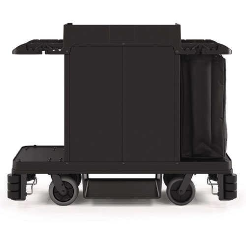 Picture of Partially Assembled Premium Housekeeping Cart, Plastic, 1 Shelf, 24 x 62.13 x 49.75, Black