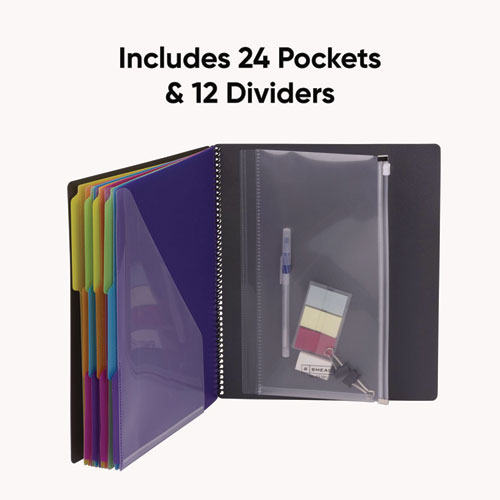 Picture of Poly Project Organizer, 24 Letter-Size Sleeves, Gray with Bright Pockets