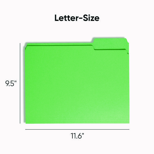 Picture of Colored File Folders, 1/3-Cut Tabs: Assorted, Letter Size, 0.75" Expansion, Green, 100/Box