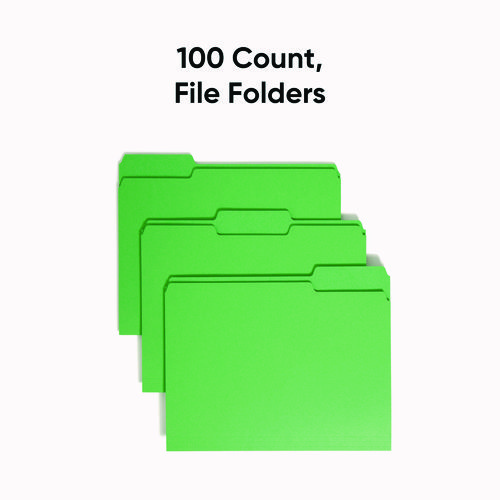 Picture of Colored File Folders, 1/3-Cut Tabs: Assorted, Letter Size, 0.75" Expansion, Green, 100/Box