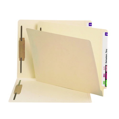 Picture of End Tab Fastener Folders with Reinforced Straight Tabs, 11-pt Manila, 2 Fasteners, Letter Size, Manila Exterior, 250/Box