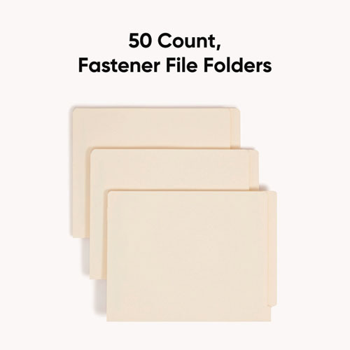 Picture of Fastener Folder with Divider, 0.75" Expansion, 1 Divider, 4 Fasteners, Letter Size, Manila Exterior, 50/Box