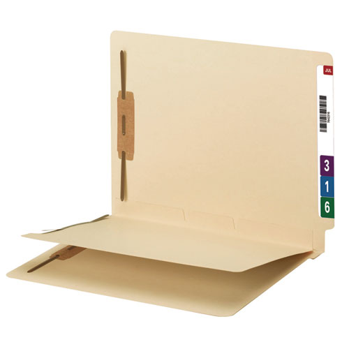 Picture of Fastener Folder with Divider, 0.75" Expansion, 1 Divider, 4 Fasteners, Letter Size, Manila Exterior, 50/Box