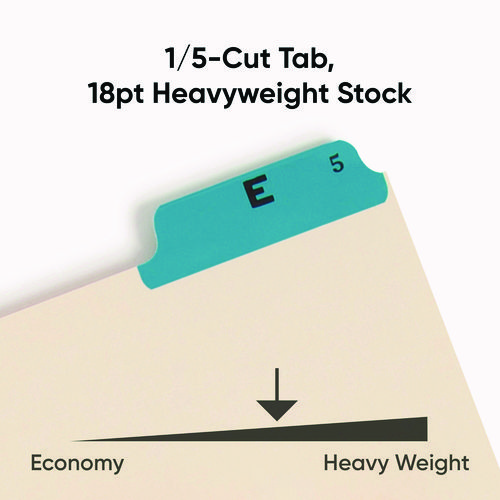 Picture of Alphabetic Top Tab Indexed File Guide Set, 1/5-Cut Top Tab, A to Z, 8.5 x 11, Manila, 25/Set