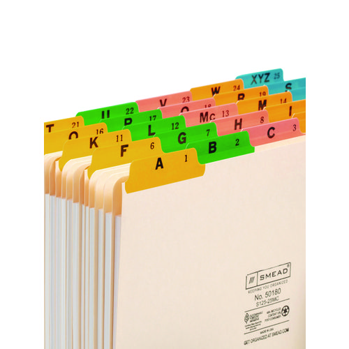 Picture of Alphabetic Top Tab Indexed File Guide Set, 1/5-Cut Top Tab, A to Z, 8.5 x 11, Manila, 25/Set