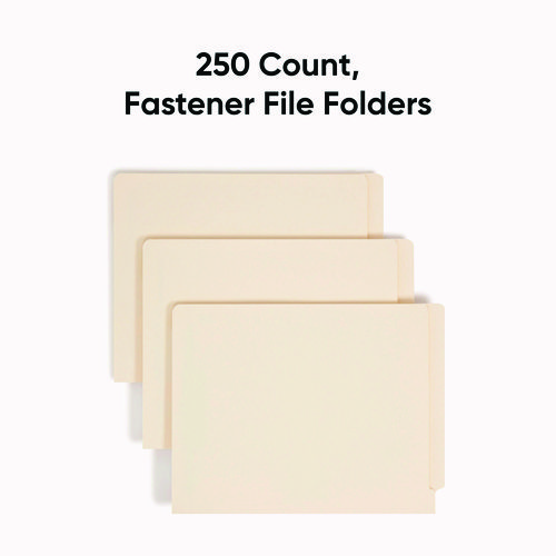 Picture of End Tab Fastener Folders with Reinforced Straight Tabs, 11-pt Manila, 2 Fasteners, Letter Size, Manila Exterior, 250/Box