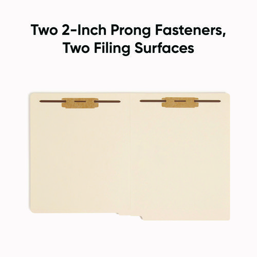 Picture of End Tab Fastener Folders with Reinforced Straight Tabs, 11-pt Manila, 2 Fasteners, Letter Size, Manila Exterior, 250/Box