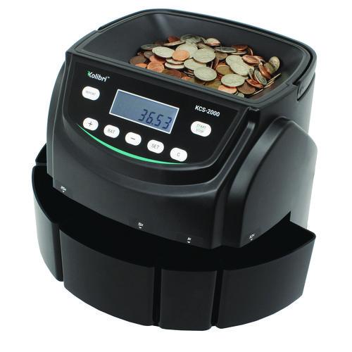 Picture of KCS-2000 Coin Sorter, 300 Coins/min, 10 x 11.6 x 13.6, Black