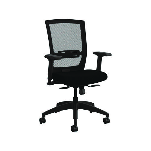 Picture of Quip Ergonomic Mesh Back Swivel Task Chair, Supports Up to 300 lb, Black Seat, Carbon Back, Black Base