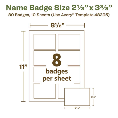 Picture of EcoFriendly Adhesive Name Badge Labels, 3.38 x 2.33, White, 80/Pack