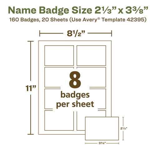 Picture of EcoFriendly Adhesive Name Badge Labels, 3.38 x 2.33, White, 160/Box