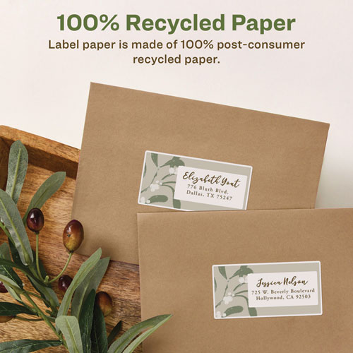 Picture of EcoFriendly Mailing Labels, Inkjet/Laser Printers, 2 x 4, White, 10/Sheet, 100 Sheets/Pack