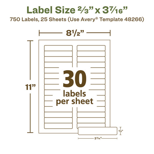 Picture of EcoFriendly Permanent File Folder Labels, 0.66 x 3.44, White, 30/Sheet, 25 Sheets/Pack