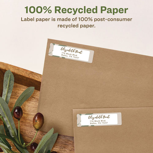 Picture of EcoFriendly Mailing Labels, Inkjet/Laser Printers, 0.5 x 1.75, White, 80/Sheet, 100 Sheets/Pack