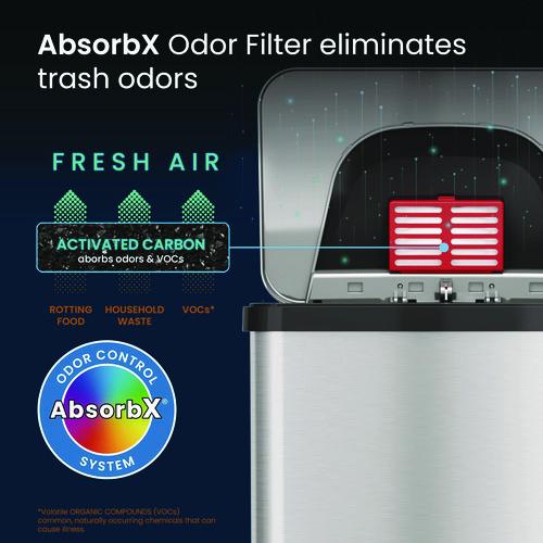 Picture of Step Pedal-Sensor Trash Can, 13 gal, Plastic/Stainless Steel, Silver/Black