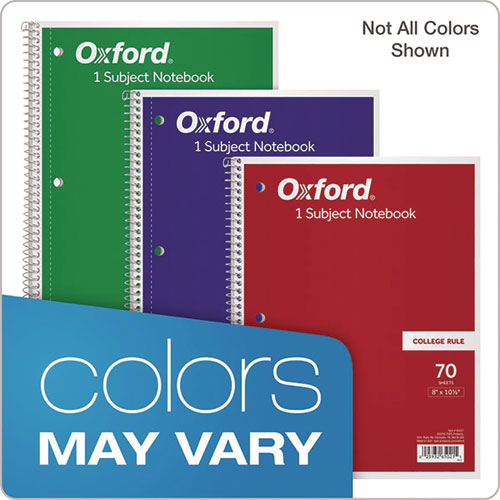 Picture of Coil-Lock Wirebound Notebooks, 3-Hole Punched, 1-Subject, Medium/College Rule, Randomly Assorted Covers, (70) 10.5 x 8 Sheets