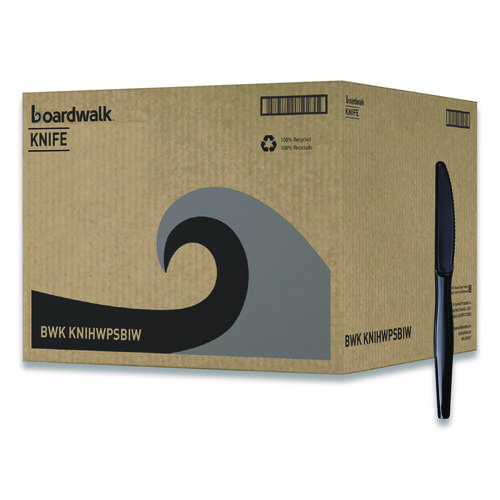 Picture of Heavyweight Wrapped Polystyrene Cutlery, Knife, Black, 1,000/Carton