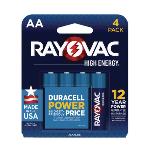 Picture of High Energy Premium Alkaline AA Batteries, 4/Pack