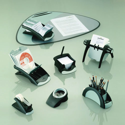 Picture of TELINDEX Desk Address Card File, Holds 500 2.88 x 4.13 Cards, 5.13 x 9.31 x 3.56, Plastic, Graphite/Black