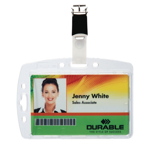 Picture of ID/Security Card Holder Set, Vertical/Horizontal, Clip, Clear, 25/Pack