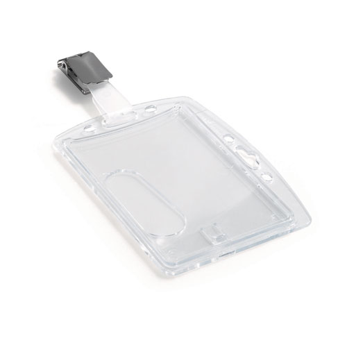 Picture of ID/Security Card Holder Set, Vertical/Horizontal, Clip, Clear, 25/Pack