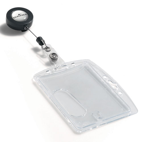 Picture of ID/Security Card Holder Set, Vertical/Horizontal, Reel, Clear, 10/Pack