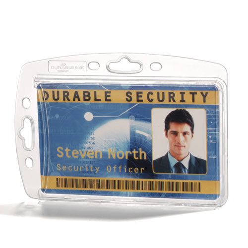 Picture of ID/Security Card Holder Set, Vertical/Horizontal, Reel, Clear, 10/Pack