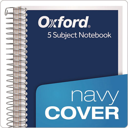 Picture of Wirebound Five-Subject Notebook, Wide/Legal Rule, Navy Cover, (175) 9.5 x 6 Sheets