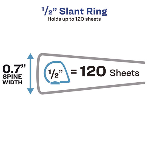 Picture of Heavy-Duty Non Stick View Binder with DuraHinge and Slant Rings, 3 Rings, 0.5" Capacity, 11 x 8.5, White, (5234)