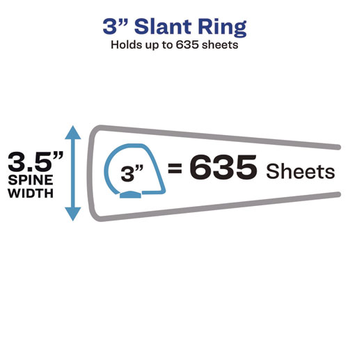 Picture of Heavy-Duty Non Stick View Binder with DuraHinge and Slant Rings, 3 Rings, 3" Capacity, 11 x 8.5, White, (5604)