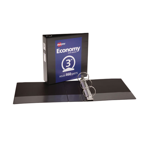 Picture of Economy View Binder with Round Rings , 3 Rings, 3" Capacity, 11 x 8.5, Black, (5740)